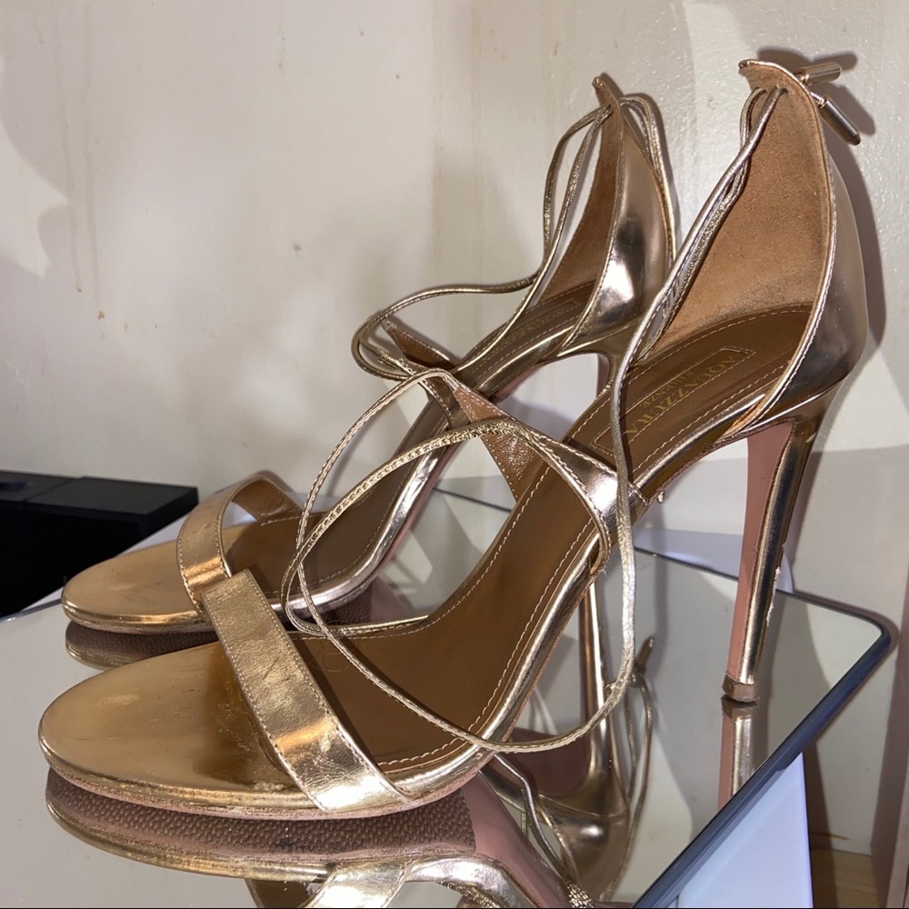 Aquazzura Linda mirrored-leather sandals Size 38